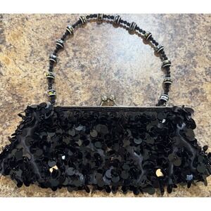 Bijoux Terner Black Sequin & Beaded Special Occasion Spring/Summer Wedding Bag